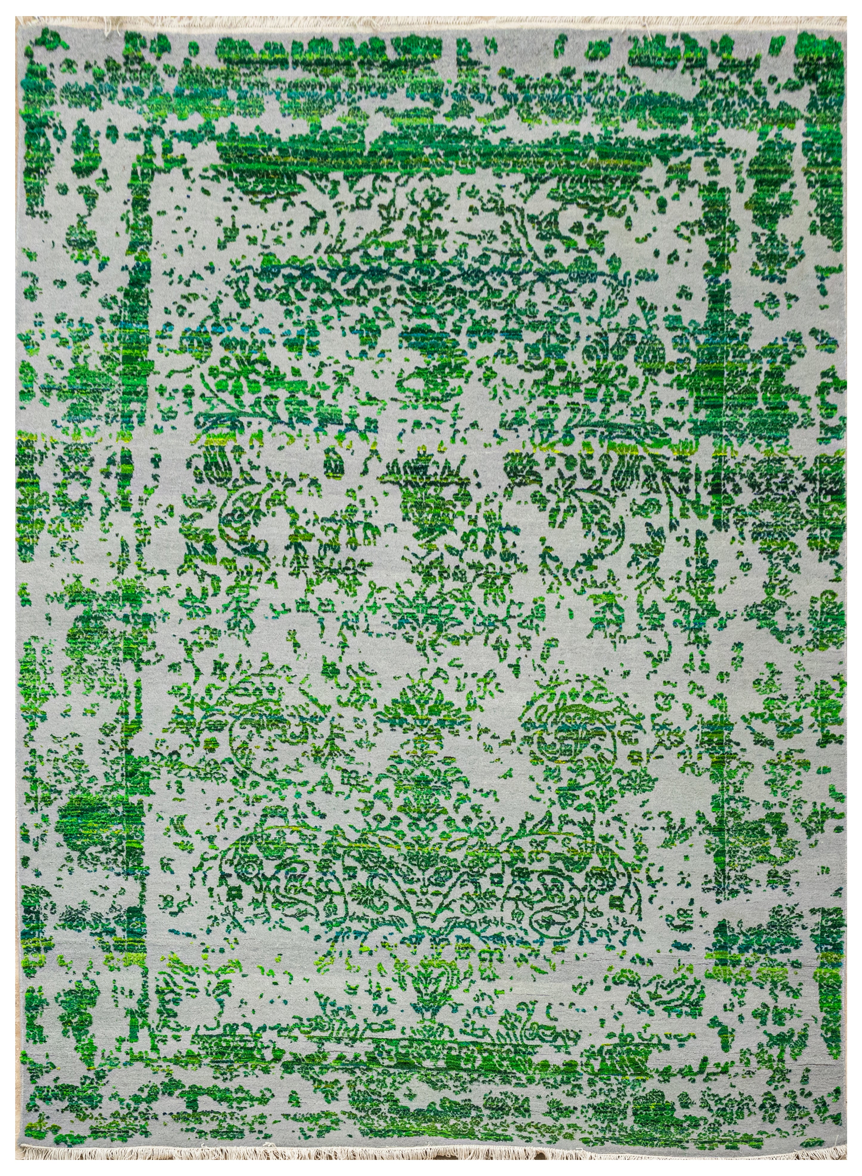 Handknotted Carpet, DIA - 720 JK ROUND, Silver & Green